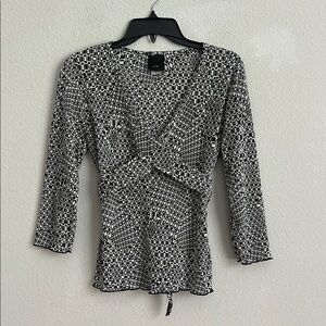 J.T.B. Crisscross front Chic Black and White Wrap Top small